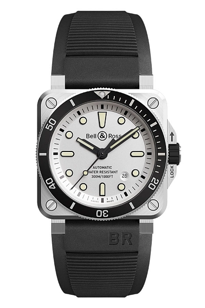 Bell &amp; Ross BR03-92 Diver Trắng BR0392-D-WH-ST/SRB