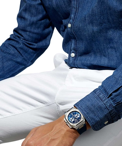 Bell &amp; Ross BR 05 Chrono Thép Xanh BR05C-BLU-ST/SRB