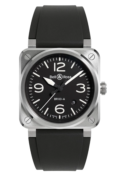 Bell &amp; Ross Mẫu mới BR-03 Thép đen BR03A-BL-ST/SRB