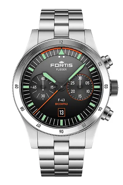 Fortis Flieger F-43 Bicompax Bản gốc trên dây đeo khối F4240004
