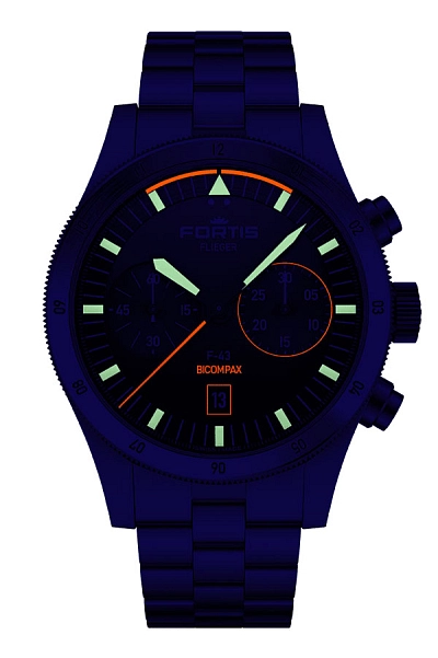 Fortis Flieger F-43 Bicompax Bản gốc trên dây đeo khối F4240004