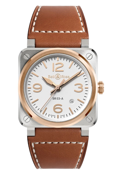 Bell &amp; Ross BR 03 Thép Trắng &amp; Vàng BR03A-WH-STPG/SCA