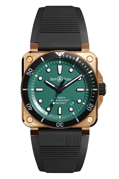 Bell &amp; Ross BR-03 Diver Đen &amp; Xanh Đồng BR0392-D-LT-BR/SRB