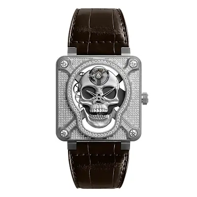 Bell &amp; Ross BR-01 Laughing Skull Full Diamond BR01-SKULL-SK-FLD