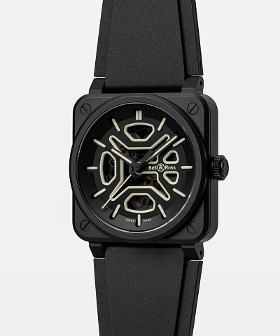 Bell &amp; Ross BR-03 Skeleton Lum Ceramic BR03A-LM-SKCE/SRB