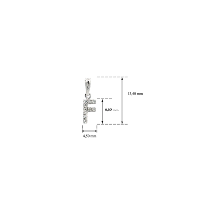 Mặt dây chuyền chữ F vàng trắng đính đá zircon