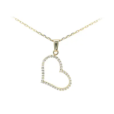 Mặt dây chuyền hình trái tim vàng tinh tế với đá Zircon lấp lánh