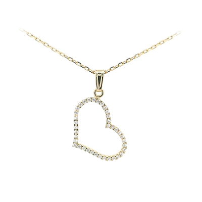 Mặt dây chuyền hình trái tim vàng tinh tế với đá Zircon lấp lánh