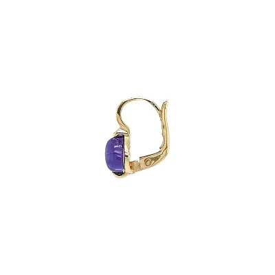Bông tai vàng với đá amethyst tím