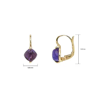 Bông tai vàng với đá amethyst tím