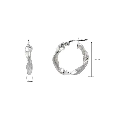 Bông tai vòng vàng trắng với thiết kế gợn sóng tự nhiên