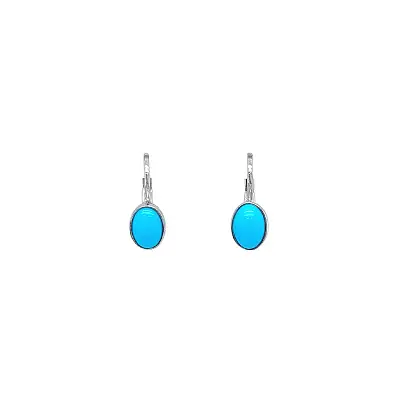 Bông tai vàng trắng với đá xanh turquoise