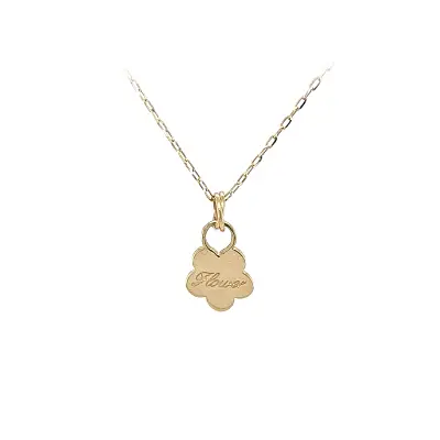 Mặt dây chuyền vàng hình hoa khắc chữ “Flower”