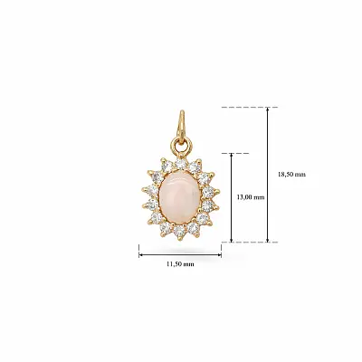 Mặt dây chuyền vàng với opal và zirconia