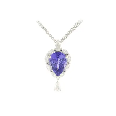 Dây chuyền cao cấp với tanzanite tự nhiên 4,93 ct và kim cương bằng vàng trắng