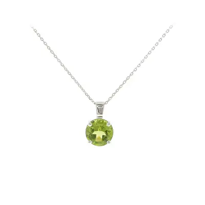 Mặt dây chuyền thanh lịch vàng trắng 18K với peridot 1,90 ct