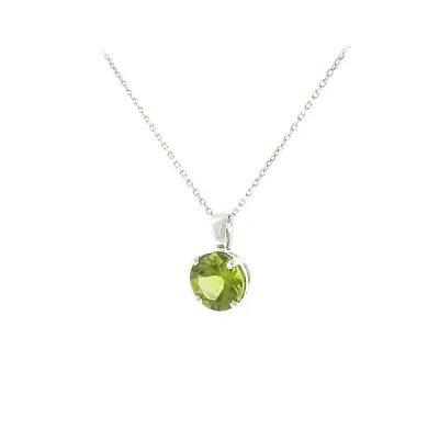 Mặt dây chuyền thanh lịch vàng trắng 18K với peridot 1,90 ct