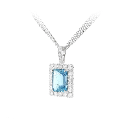 Vòng cổ sang trọng kết hợp ngọc aquamarine lấp lánh và ánh kim cương