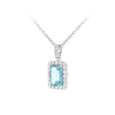 Vòng cổ độc quyền với đá aquamarine được bao quanh bởi kim cương