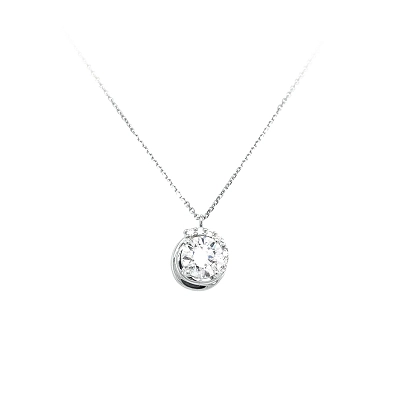 Vòng cổ với đá zircon trắng và vàng trắng