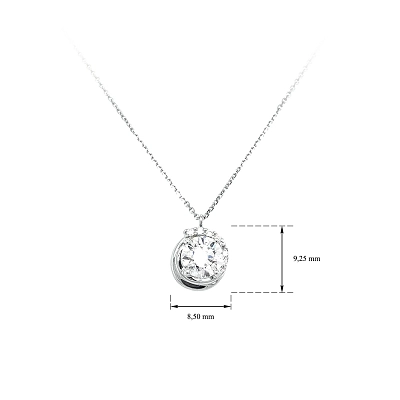 Vòng cổ với đá zircon trắng và vàng trắng