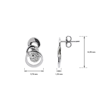 Khuyên tai bằng vàng trắng đính đá zircon trắng