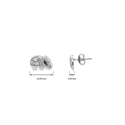 Vòng tai voi trắng vàng với đá zircon lấp lánh