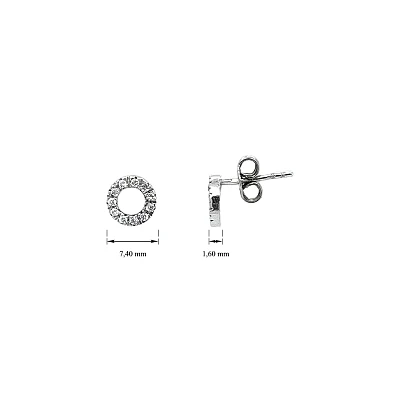 Vòng tai trắng vàng tròn với đá zircon tinh xảo