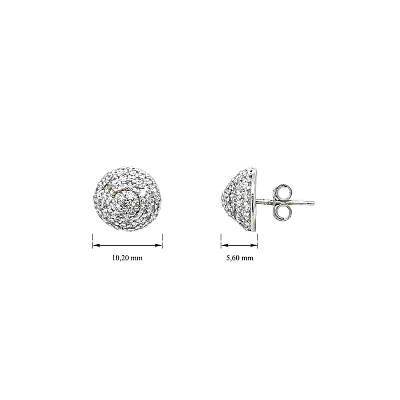 Vòng tai chính xác với vàng trắng và đá zircon lấp lánh
