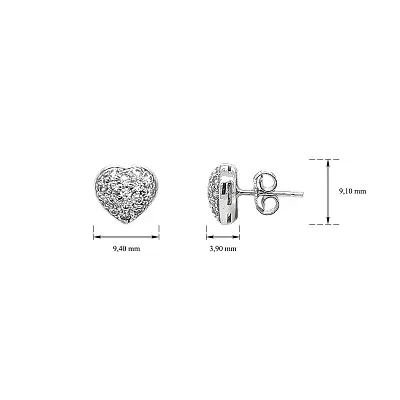 Vòng tai hình trái tim bằng vàng trắng đính đá zircon tinh xảo