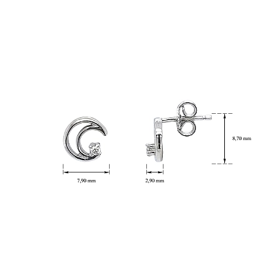 Khuyên tai hình trăng với đá zircon
