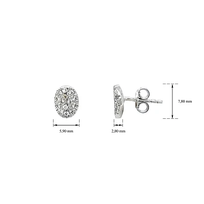 Vòng tai hình oval bằng vàng trắng được trang trí bằng đá zirconia lấp lánh