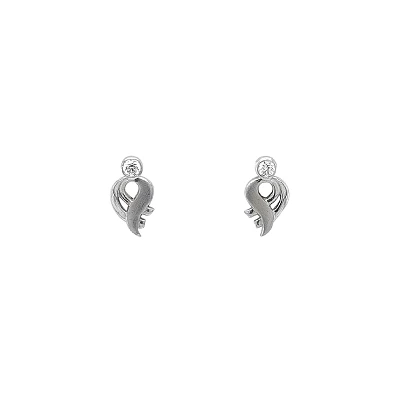 Khuyên tai bằng vàng trắng đính đá zircon trắng