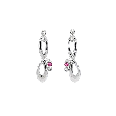 Vòng tai vàng trắng cao cấp đính ruby và zircon