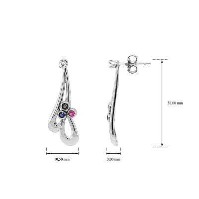 Vòng tai vàng trắng sang trọng với đá nhiều màu sắc