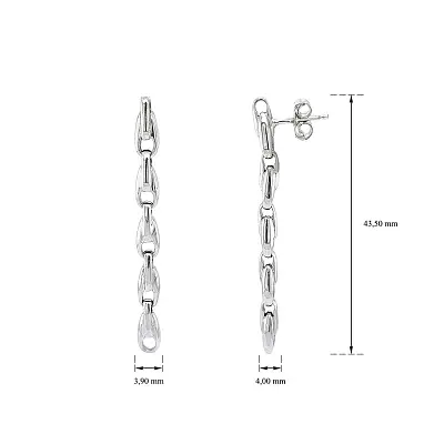 Vòng tai đeo dài bằng vàng trắng với thiết kế chuỗi dây thanh lịch