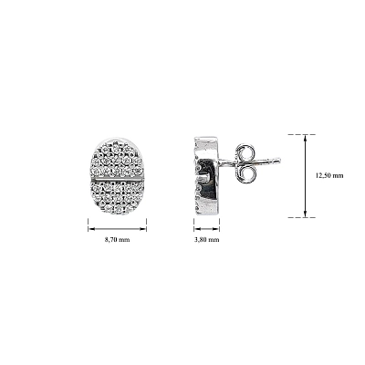 Vòng tai vàng trắng cao cấp hình oval với đá zircon lấp lánh
