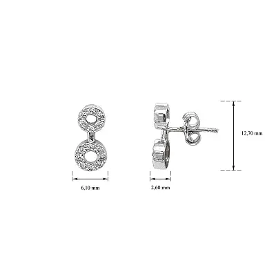 Khuyên tai bằng vàng trắng đính đá zircon trắng