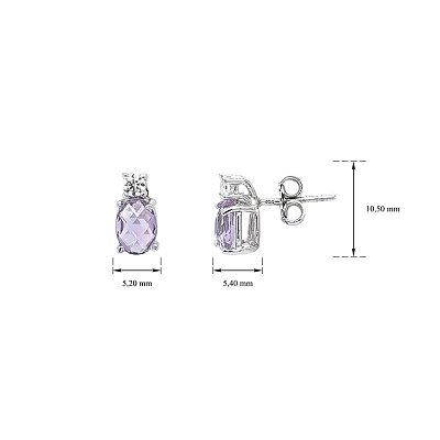 Vòng tai vàng đính đá thạch anh tím và đá zircon lấp lánh