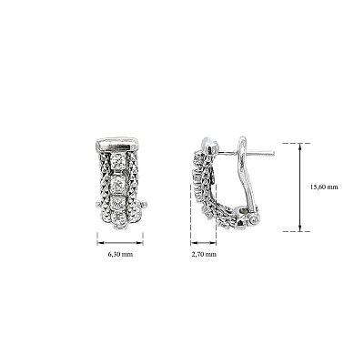Khuyên tai bằng vàng trắng đính đá zircon trắng