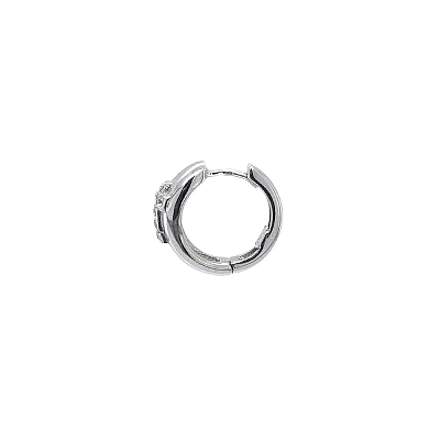 Vòng tai tròn hình thập tự với đá zircon trắng và vàng trắng