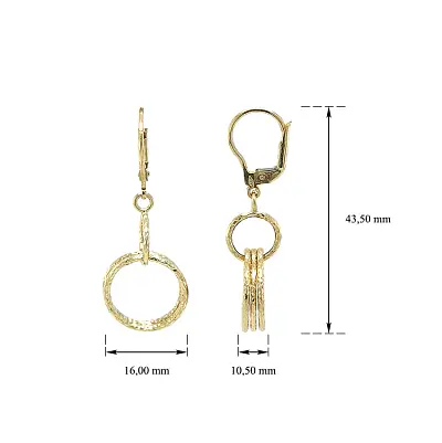 Vòng tai vàng đính đá lủng lẳng