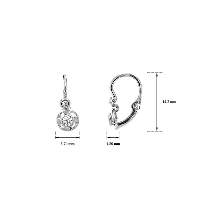 Vòng tai cho trẻ em với đá zircon trắng vàng