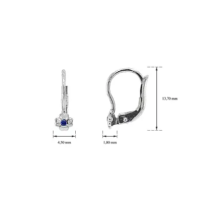 Bông tai hình lá bốn cánh với đá sapphire từ vàng trắng