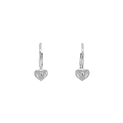 Bông tai hình trái tim đính đá zircon trong vàng trắng