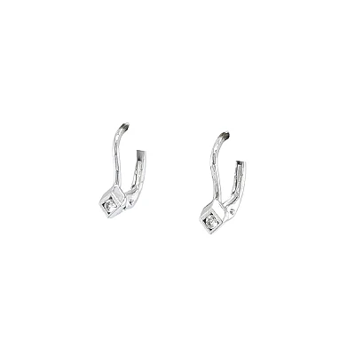Khuyên tai bằng vàng trắng đính đá zircon trắng