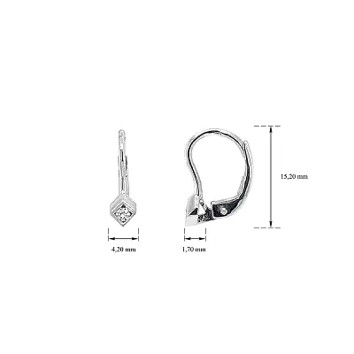 Khuyên tai bằng vàng trắng đính đá zircon trắng