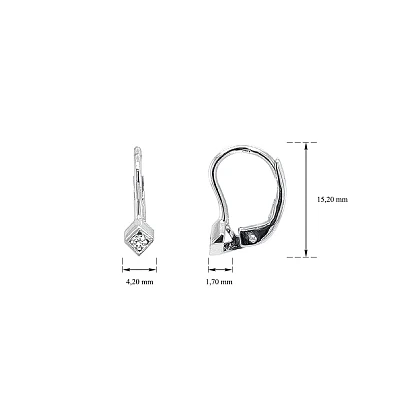 Khuyên tai bằng vàng trắng đính đá zircon trắng