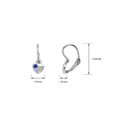 Vòng tai cho trẻ em với đá sapphire trong vàng trắng