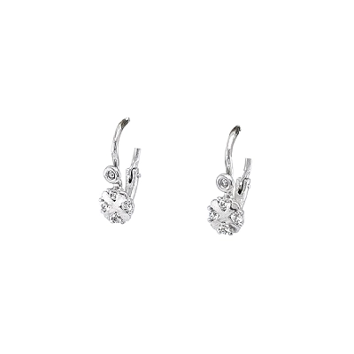 Vòng tai cho trẻ em với đá zircon trắng vàng
